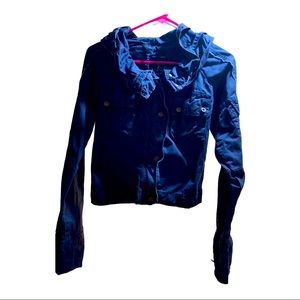 Hooded Navy Cropped Coat